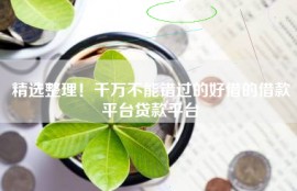 精选整理！千万不能错过的好借的借款平台贷款平台