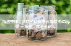 精选整理，新口子秒批小额贷款贷款app一览表，拿走不谢