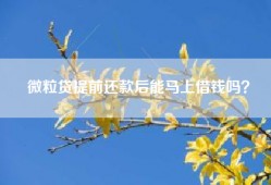 微粒贷提前还款后能马上借钱吗？