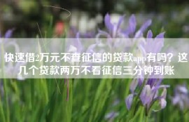 快速借2万元不查征信的贷款app有吗？这几个贷款两万不看征信三分钟到账