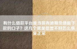 有什么借款平台是当前有逾期负债能下款的口子？这几个就是信誉不好怎么恢复正常
