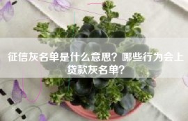 征信灰名单是什么意思？哪些行为会上贷款灰名单？