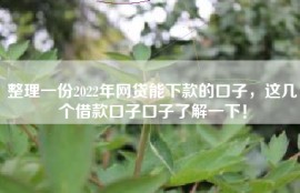 整理一份2022年网贷能下款的口子，这几个借款口子口子了解一下！