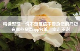 精选整理一份不查征信不看负债的网贷有哪些贷款app名单，拿走不谢