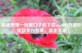 精选整理一份黑口子必下款app2022有哪些贷款平台名单，拿走不谢