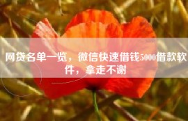 网贷名单一览，微信快速借钱5000借款软件，拿走不谢