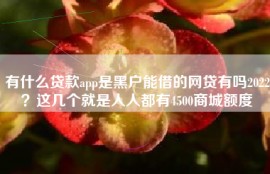 有什么贷款app是黑户能借的网贷有吗2022？这几个就是人人都有4500商城额度