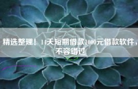 精选整理！14天短期借款1000元借款软件，不容错过