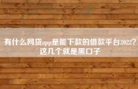 有什么网贷app是能下款的借款平台2022？这几个就是黑口子