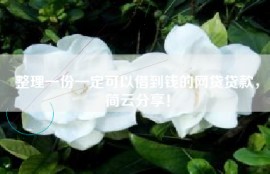 整理一份一定可以借到钱的网贷贷款，简云分享！