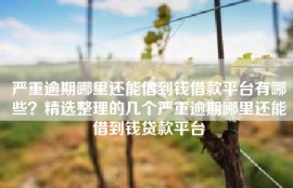 严重逾期哪里还能借到钱借款平台有哪些？精选整理的几个严重逾期哪里还能借到钱贷款平台