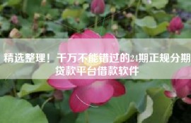 精选整理！千万不能错过的24期正规分期贷款平台借款软件
