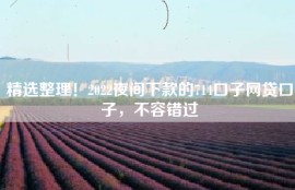 精选整理！2022夜间下款的714口子网贷口子，不容错过