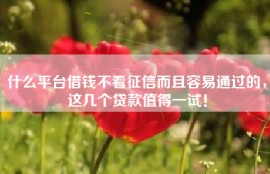 什么平台借钱不看征信而且容易通过的，这几个贷款值得一试！