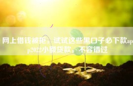网上借钱被拒，试试这些黑口子必下款app2022小额贷款，不容错过