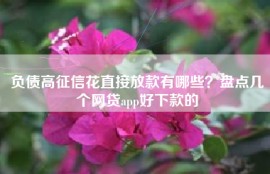 负债高征信花直接放款有哪些？盘点几个网贷app好下款的