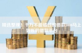 精选整理！千万不能错过的借款3000马上到账的借款平台
