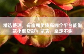 精选整理，有逾期负债高哪个平台能借款小额贷款一览表，拿走不谢