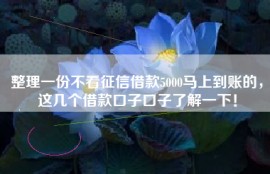 整理一份不看征信借款5000马上到账的，这几个借款口子口子了解一下！