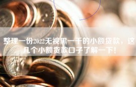 整理一份2022无视黑一千的小额贷款，这几个小额贷款口子了解一下！