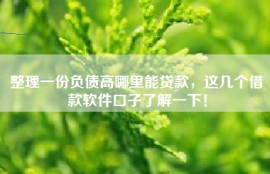 整理一份负债高哪里能贷款，这几个借款软件口子了解一下！