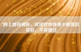 网上借钱被拒，试试这些快速小额贷款贷款，不容错过
