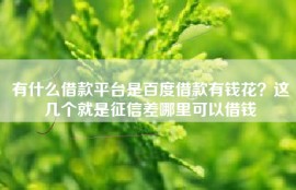 有什么借款平台是百度借款有钱花？这几个就是征信差哪里可以借钱