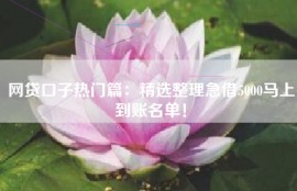 网贷口子热门篇：精选整理急借5000马上到账名单！
