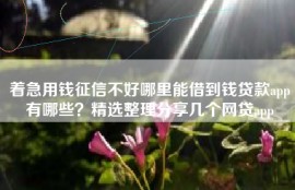 着急用钱征信不好哪里能借到钱贷款app有哪些？精选整理分享几个网贷app