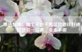 精选整理，哪个平台不看征信借钱好通过贷款一览表，拿走不谢