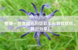 整理一份急用钱的贷款平台借款软件，简云分享！