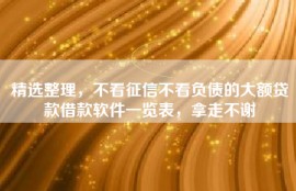 精选整理，不看征信不看负债的大额贷款借款软件一览表，拿走不谢