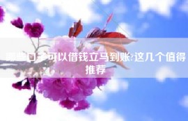 哪些口子可以借钱立马到账?这几个值得推荐