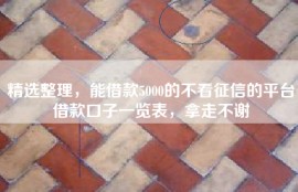 精选整理，能借款5000的不看征信的平台借款口子一览表，拿走不谢