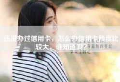 还没办过信用卡，怎么办信用卡额度比较大，谁知道啊？