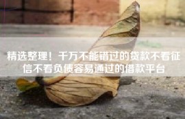 精选整理！千万不能错过的贷款不看征信不看负债容易通过的借款平台