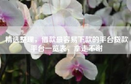 精选整理，借款最容易下款的平台贷款平台一览表，拿走不谢