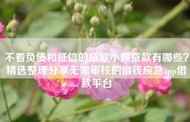 不看负债和征信的贷款小额贷款有哪些？精选整理分享无需审核的借钱应急app借款平台