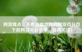 网贷盘点，不看征信负债的网贷百分百下款网贷平台名单，值得关注！