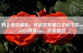网上借钱被拒，试试这些黑口子必下款app2022网贷app，不容错过