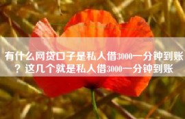 有什么网贷口子是私人借3000一分钟到账？这几个就是私人借3000一分钟到账