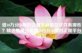 借10万分36期的正规平台借款软件有哪些？精选整理分享借10万分36期的正规平台贷款