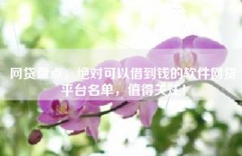 网贷盘点，绝对可以借到钱的软件网贷平台名单，值得关注！