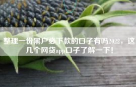 整理一份黑户必下款的口子有吗2022，这几个网贷app口子了解一下！