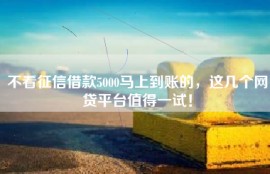 不看征信借款5000马上到账的，这几个网贷平台值得一试！
