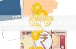 额度高不看征信的网贷口子，这几个贷款app值得一试！