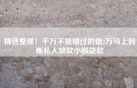 精选整理！千万不能错过的借2万马上到账私人放款小额贷款
