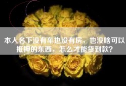 本人名下没有车也没有房，也没啥可以抵押的东西，怎么才能贷到款？