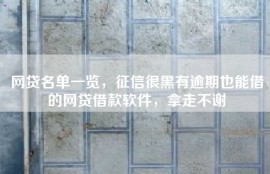 网贷名单一览，征信很黑有逾期也能借的网贷借款软件，拿走不谢