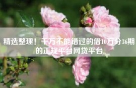 精选整理！千万不能错过的借10万分36期的正规平台网贷平台